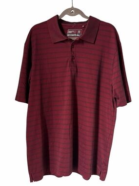 Cutter & Buck Burgundy Striped Polo Shirt - Classic Casual Golf Athletic Wicking